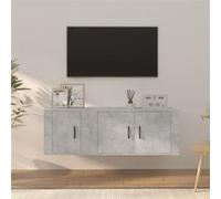 Vidaxl Ensemble De Meubles Tv 2 Pcs Gris Béton Bois D'ingénierie Marron