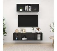 Vidaxl Ensemble De Meubles Tv 2 Pcs Gris Brillant Bois D'ingénierie Gris