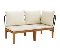 vidaXL 2 pc Ensemble de Salon de Jardin avec Coussins Naturel, Canapé de Jardin extérieur, Design Moderne, Bois Dur, Facile à Nettoyer, Coin Salon pour Patio, Balcon, Jardin