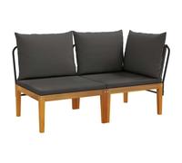 vidaXL 2 pcs Ensemble de Salon de Jardin avec Coussins Naturel, Canapé de Jardin extérieur, Design Moderne, Bois Dur, Facile à Nettoyer, Coin Salon pour Patio, Balcon, Jardin