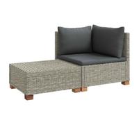 vidaXL 2 pc Ensemble de Salon en Rotin avec Coussins GENDT Gris Kubu, Ensemble de Salon en rotin pour Salon, Jardin et terrasse, canapé modulable, sièges rembourrés, Beige Chic