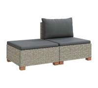 vidaXL 2 pc Ensemble de Salon en Rotin avec Coussins GENDT Gris Kubu, Salon, Jardin et terrasse, Ensemble de Salon en rotin, sièges modulables, mobilier écolo, Confort assuré