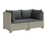 vidaXL 2 pc Ensemble de Salon en Rotin avec Coussins GENDT Gris Kubu, Salon, Jardin et terrasse, Ensemble Lounge en rotin, mobilier extérieur, canapé modulable, Assise Confortable, Design élégant