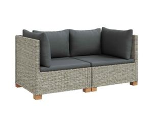 vidaXL 2 pc Ensemble de Salon en Rotin avec Coussins GENDT Gris Kubu, Salon, Jardin et terrasse, Ensemble Lounge en rotin, mobilier extérieur, canapé modulable, Assise Confortable, Design élégant