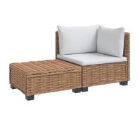 vidaXL 2 pc Ensemble de Salon en Rotin avec Coussins GENDT Naturel, Ensemble de Salon en rotin pour Salon, Jardin et terrasse, canapé modulable, sièges rembourrés, Beige Chic
