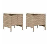 vidaXL 2 pc Pouf de Jardin Rotin PE Beige et crème