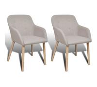 vidaXL Chaises de salle à manger 2 pièces Beige – Tissu et chêne massif
