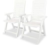 vidaXL 2 pcs Chaises inclinables de jardin Plastique Blanc