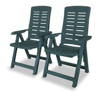 vidaXL Chaise inclinable de jardin en plastique – Lot de 2 – Vert