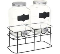 vidaXL Distributeurs de boissons 2 x 4 L en verre avec support pour eau, jus, bière