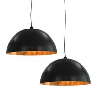 Vidaxl 2 Pcs Plafonniers Noir Et Doré Semi-Sphérique 50 Cm E27