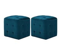 vidaXL Lot de 2 poufs cube - Repose-pieds en velours Bleu