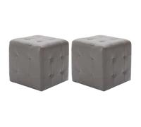 Poufs - VIDAXL - Gris - Similicuir - Lot de 2 - 30 x 30 x 30 cm