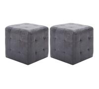 vidaXL 2 pcs Poufs Gris 30 x 30 x 30 cm Similicuir daim