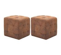 vidaXL Poufs cube – Similicuir daim marron – 30 x 30 x 30 cm – 2 pièces