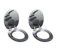 vidaXL 2 pcs Sièges WC MDF et couvercle à fermeture en douceur Pierres