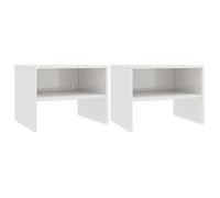 vidaXL 2 pcs Tables de chevet Blanc brillant 40 x 30 x 30 cm Aggloméré