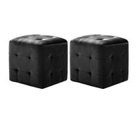 vidaXL Tables de chevet 2 pcs en velours noir capitonné à boutons cadre en bois 30x30x30 cm