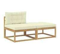 vidaXL 2 Pièce Pouf d'Extérieur Polyester Blanc, Mobilier de jardin, moderne et modulable, sectionnel durable, détente élégante et flexible