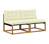 vidaXL 2 Pièce Sofa de Milieu extérieur Bois d'Acacia Massif Naturel, Meubles de Balcon, Style Moderne en extérieur, Ensemble de Salon en Bois d'acacia Durable pour Confort et détente au Jardin