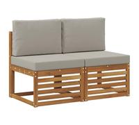vidaXL 2 Pièce Sofa de milieu extérieur Bois d'Acacia Massif Naturel
