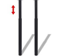 vidaXL 2 pieds de table télescopique en Noir 710 mm-1100 mm Noir G