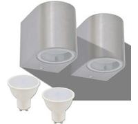 VidaXL 2 x la Cour Lampe murale Applique murale LED d'extérieur Lampe en aluminium rond aluminium G