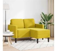vidaXL Canapé 2 Places avec méridienne en L Jaune 125 cm Velours, canapé 2 Places de Chambre, Causeuse, canapé Deux Places