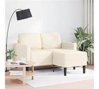 vidaXL 2-zitsbank met ligstoel L-vormig crÃmekleurig 125 cm linnen4107078 Blanc G