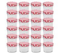 Vidaxl 24 Pcs Pots À Confiture Couvercles Blanc Et Rouge Verre 110 Ml