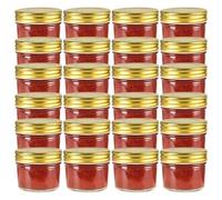 vidaXL 24 pcs Pots ¿¿ confiture avec couvercles dor¿¿s Verre 110 ml
