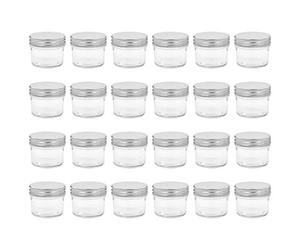 vidaXL 24x Pots à Confiture avec Couvercles Bocaux à Confiture Bocaux à Conserves Stockage Chutney Cornichon Sauce Argenté Verre 110 ml