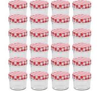 Vidaxl 24 Pcs Pots À Confiture Couvercles Blanc Et Rouge Verre 110 Ml