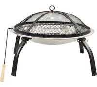 vidaXL 2in1 Plateau de feu et barbecue avec tisonnier 56x56x49 cm Acier inoxydable