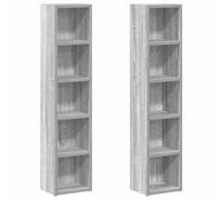 vidaXL 2X Armoires à CD Armoires à Étagères Meubles de Rangement Bureau Chambre Intérieur Sonoma Gris 21x16x93,5 cm Bois d'Ingénierie