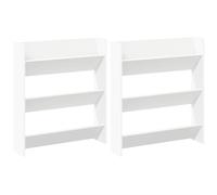 vidaXL 2X Armoires à Chaussures Murales Etagères à Chaussures Organisateurs Range-Chaussures Entrée Maison Intérieur Blanc 80x18x90 cm Aggloméré