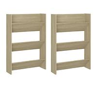 Armoires à chaussures murales 2 pcs Chêne 60x18x90 cm Aggloméré