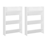 Armoires à Chaussures Murales Étagères Suspendues 2 pcs Gris Brillant vidaXL