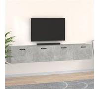 vidaXL 2x Armoires Murales Armoire Suspendue Centre de Divertissement Flottante Salon Salle de Séjour intérieur Gris Béton 100x36,5x35 cm Gris