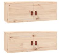 vidaXL 2X Armoires Murales Centres de Divertissement Flottantes Armoires de Rangement Salon Salle de Séjour 80x30x30 cm Bois de Pin Massif