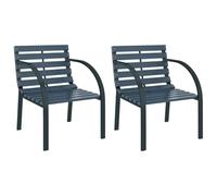 vidaXL 2X Bois Chaises de Jardin Chaises de Patio Chaises de Terrasse Chaises d'Extérieur Sièges d'Extérieur Meuble de Jardin Sièges de Jardin Gris