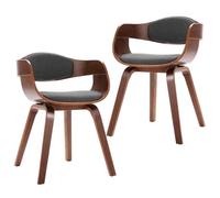 vidaXL 2X Bois Courbé Chaises de Salle à Manger Chaises à Dîner Sièges à Manger Chaises de Repas Chaises de Cuisine Maison Intérieur Tissu Gris