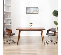 Bois Courbé Chaise Pivotante de Salle à Manger Gris Tissu Cuisine Dîner vidaXL