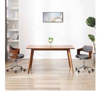 Bois Courbé Chaise Pivotante de Salle à Manger Gris Tissu Cuisine Dîner vidaXL