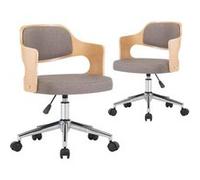 Vidaxl Chaises Pivotantes À Dîner 2 Pcs Taupe Bois Courbé Et Tissu Multicolore