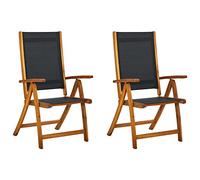 vidaXL Chaises pliables de jardin 2 pcs Bois d'acacia et textilène