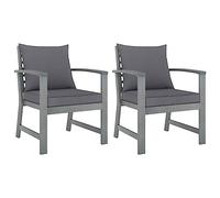vidaXL Chaises de jardin en bois d'acacia avec coussins Gris foncé 2X