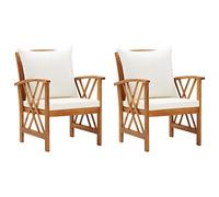 vidaXL 2X Bois d'Acacia Massif Chaises de Jardin avec Coussins Fauteuils de Patio Fauteuils de Jardin Chaises de Terrasse Extérieur Arrière-Cour