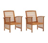 vidaXL 2X Bois d'Acacia Massif Chaises de Jardin Fauteuils de Patio Chaises de Terrasse Fauteuils de Jardin Chaises d'Extérieur Arrière-Cour