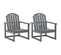 vidaXL 2X Bois d'Acacia Solide Chaises de Jardin Fauteuils de Patio Chaises de Terrasse Fauteuils de Balcon Sièges d'Extérieur Gris